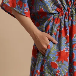 Safeera Floral Printed Pure Cotton Maxi Kaftan Nightdress image 4
