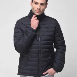 Woodland Dark Navy Regular Fit Quilted Jacket-image-24