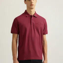 Gant Maroon Cotton Regular fit Solid Polo T-Shirts-picture-11