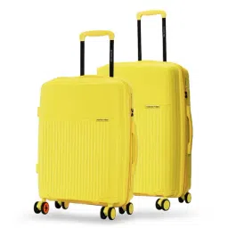 Nasher Miles Krabi Yellow 8 Wheels Medium Hard Cabin Trolley Bag Set of 2-image-6