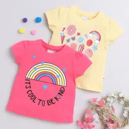Bumzee Kids Pink & Yellow Printed T-Shirt (Pack Of 2)-image-65