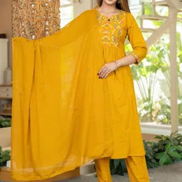 KALINI Women Floral Printed Regular Pure Cotton Kurta with Trousers With Dupatta-picture-38