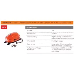 Black+Decker Tyre Inflator 5.3 L Capacity 120 PSI, ASI200-XJ image 3
