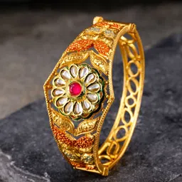 Sukkhi Gold-Plated & Red Kada Bracelet image 1