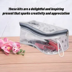 Aura Grey & White 3 Pieces Printed Makeup Organiser image 4