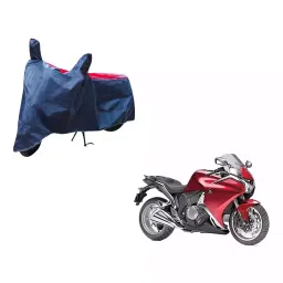 Auto Pearl Waterproof Two Wheeler Cover For Honda VFR 1200F (Red & Blue)-picture-25
