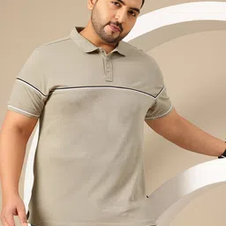 Sztori Plus Size Striped Polo Collar Pure Cotton T-shirt-image-95