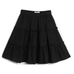 Chuppan Chupai Solid Tiered Skirt - Black-picture-27