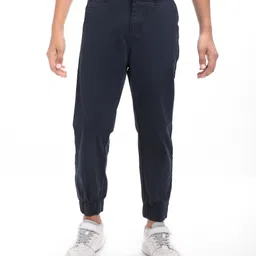 Pine Kids Cotton Woven Full Length Solid Trousers - Navy Blue-picture-34