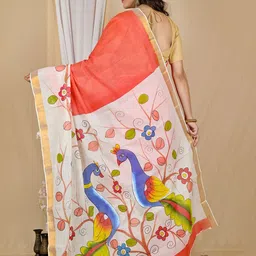 DipDiya Floral Printed Zari Pure Cotton Saree image 4