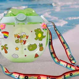 DeoDap Green Printed Donut Shape Water Bottle 400 ml-picture-39