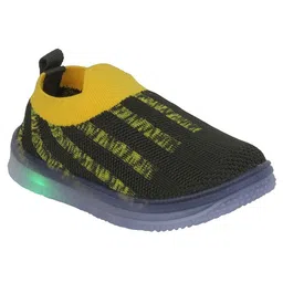 Priaansha Kids Striped & Mesh Designed Detailed LED Slip On Unisex Shoes - Yellow image 3