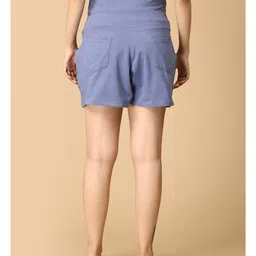 The Mom Store Cotton Lycra Knit Solid Maternity Shorts - Violet image 3