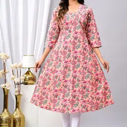 SHOOLIN Floral Printed Square Neck A-Line Kurta-picture-17