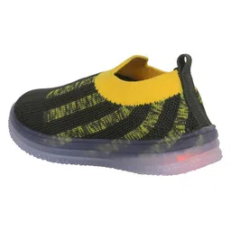 Priaansha Kids Striped & Mesh Designed Detailed LED Slip On Unisex Shoes - Yellow image 4