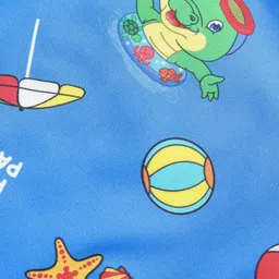 Babyhug Raglan Half Sleeves Crocodile Printed Legged Swimsuit - Blue image 3