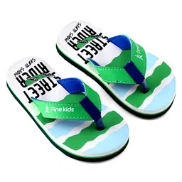 Pine Kids Slip On Flip Flops With Skateboarding Print - Green image 3