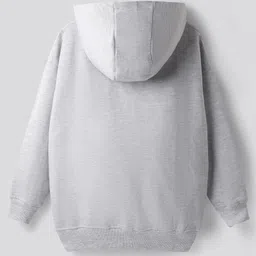 Primo Gino Cotton French Terry Knit Drop Shoulder Full Sleeves Oversized Hooded Sweatshirt & Joggers with Football Print - Grey image 3