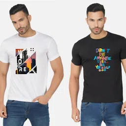 GLOBAL NOMAD Men 2 Printed Bio Finish Applique T-shirt-picture-23