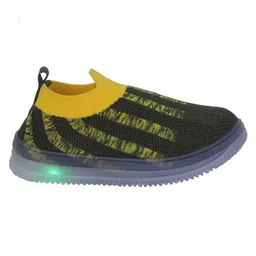 Priaansha Kids Striped & Mesh Designed Detailed LED Slip On Unisex Shoes - Yellow image 5
