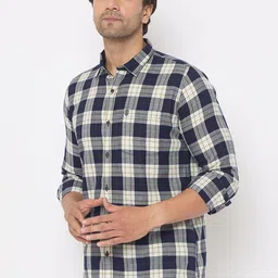Duke Men Spread Collar Tartan Checked Cotton Slim Fit Casual Shirt image 3