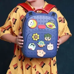 YAMAMA Backpack Kawaii Starry Blue Backpack With DIY Pattern Patch Adjustable Straps Bag Premium Modern Design Bags  (Blue, Height - 14 Inch) image 5