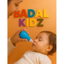 Badal Kidz Baby Combo Nose Sucker & Pacifier With Chain| Safe Nasal Aspirator + BPA-Free Pacifier for Newborns & Infants- Blue & Blue image 5