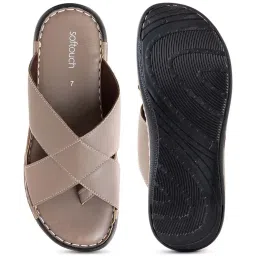 khadim Softouch by Khadims Men's Grey Cross Strap Sandals image 4