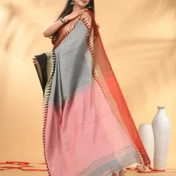 Charukriti Grey & Maroon Embellished Saree image 4
