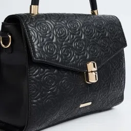 Ginger by Lifestyle Black Textured Handbag image 4