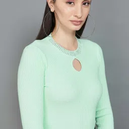 Code by Lifestyle Green Striped Top image 4