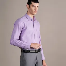 Cantabil Purple Cotton Regular Fit Self Pattern Shirt image 4