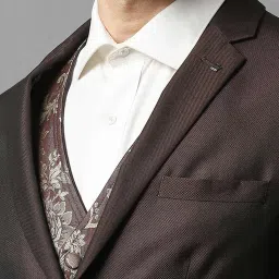 louis philippe Men Brown Slim Fit Textured Formal Two Piece Suit image 4