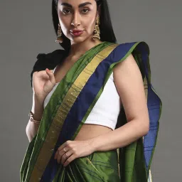 Saree Mall Green Woven Saree With Unstitched Blouse image 4