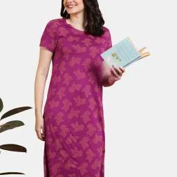 Zivame Purple Printed Night Dress image 4