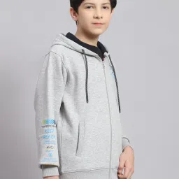 Monte Carlo Kids Grey Melange Printed Full Sleeves Sweatshirt image 4