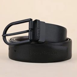 Louis Stitch Black & Brown Textured Spanish Leather Reversible Belt for Men-picture-43