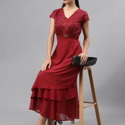 Latin Quarters Red Embellished Maxi Dress image 4