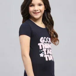 Monte Carlo Kids Navy Blue & Pink Printed Regular Fit T-Shirt - Pack of 2 image 4