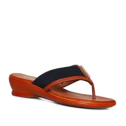 Bata Women's Black & Brown Thong Wedges-image-58