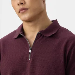The Souled Store Purple Cotton Regular Fit Polo T-Shirt image 4