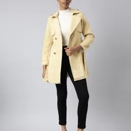showoffff SHOWOFF Yellow Regular Fit Trench Coat image 4