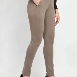 Exude Beige Plain Trousers image 4