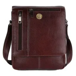HiLEDER Brown Textured Small Leather 12 inch Cross Body Bag-picture-14