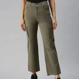 SHOWOFF Clean Look High-Rise Olive Straight Fit Jeans-image-15