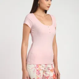 Guess Peach Solid Short sleeve Tops image 4