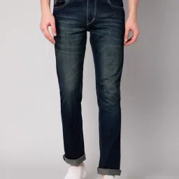 Cantabil Dusty Blue Regular Fit Lightly Washed Jeans-picture-43