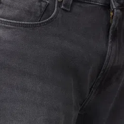 Spykar Black Regular Fit Lightly Washed Jeans image 4