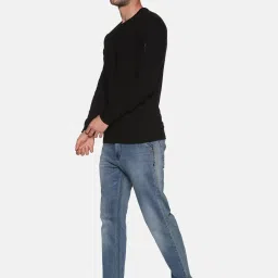 showoffff SHOWOFF Black Cotton Slim Fit Solid Sweatshirt image 4