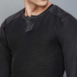 Forca by Lifestyle Black Cotton Regular Fit Self Pattern Sweatshirt image 4